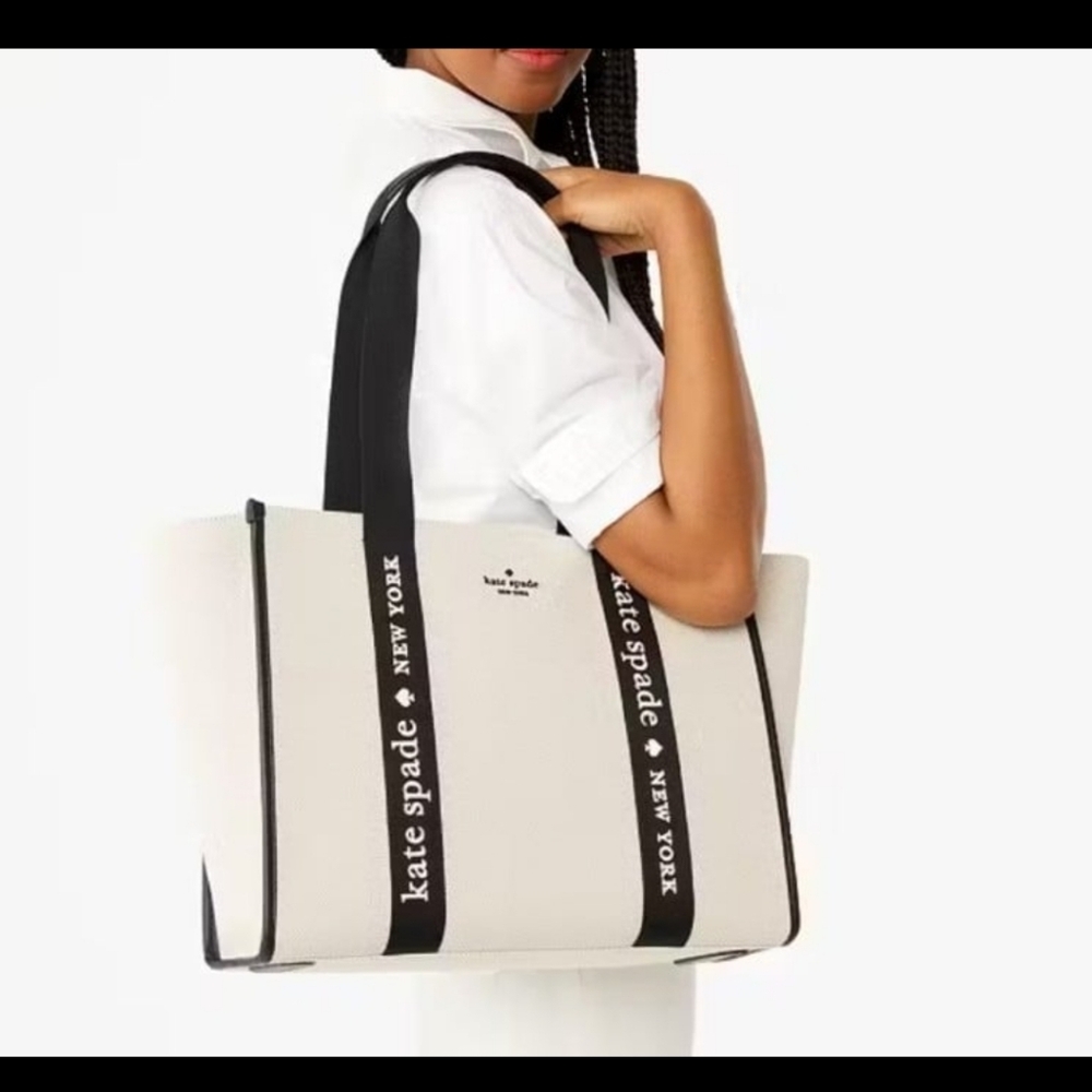 kate spade Black and White Logo Tote - Picture 2 of 5